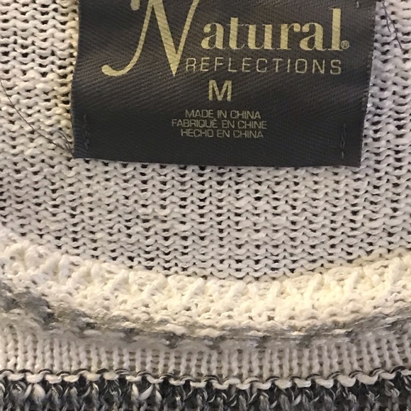 Grey and white striped sweater with fringes - Picture 6 of 6